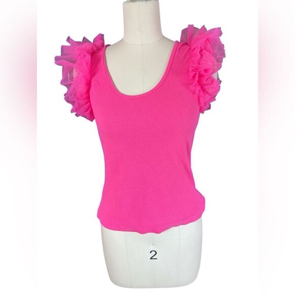 Dolan tulle sleeve tank pink size small - Picture 2 of 6